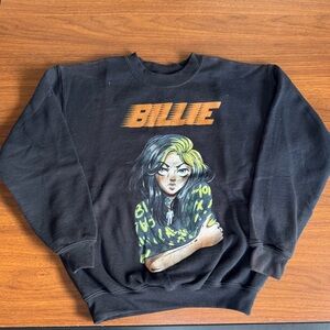Billie Eilish World Tour Merch Cartoon Anime Art Sweater Sweatshirt Size XS
